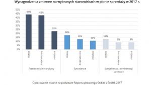 Wynagrodzenia zmienne na wybranych stanowiskach w pionie sprzedaży w 2017 r.